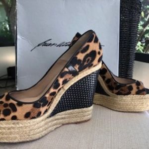 Brian Atwood Size 36 (7) Leopard Print Wedges